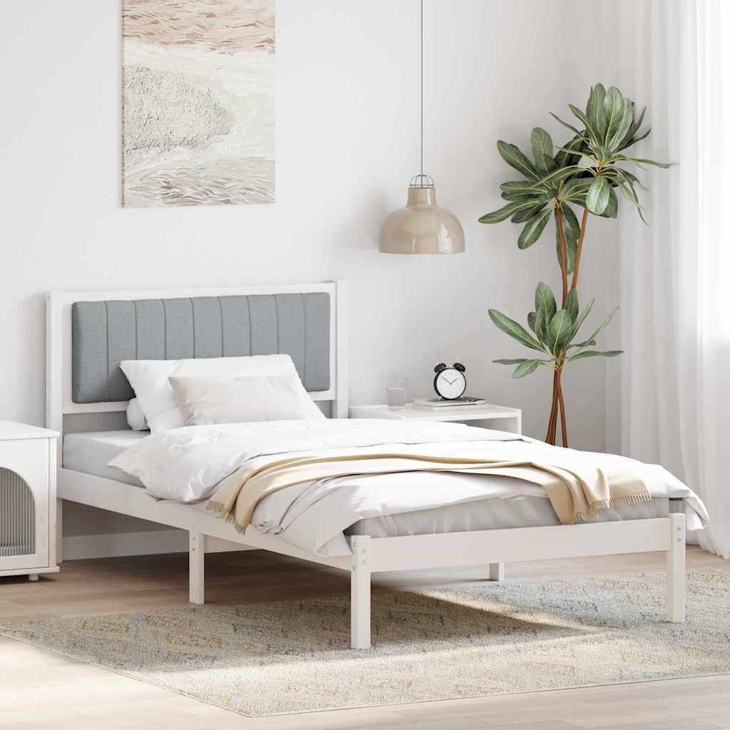 Bed Frame with Upholstered Headboard Light Grey 100 x 200 cm